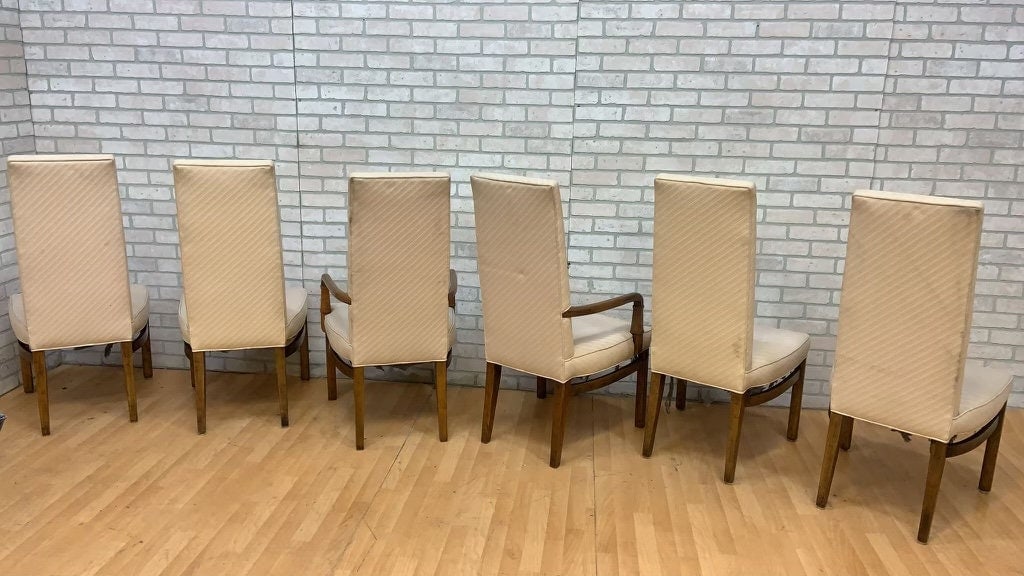 Mid Century Modern Drexel Heritage Campaign Style High Back Dining Chairs for Upholstery - Set of 10 - 8