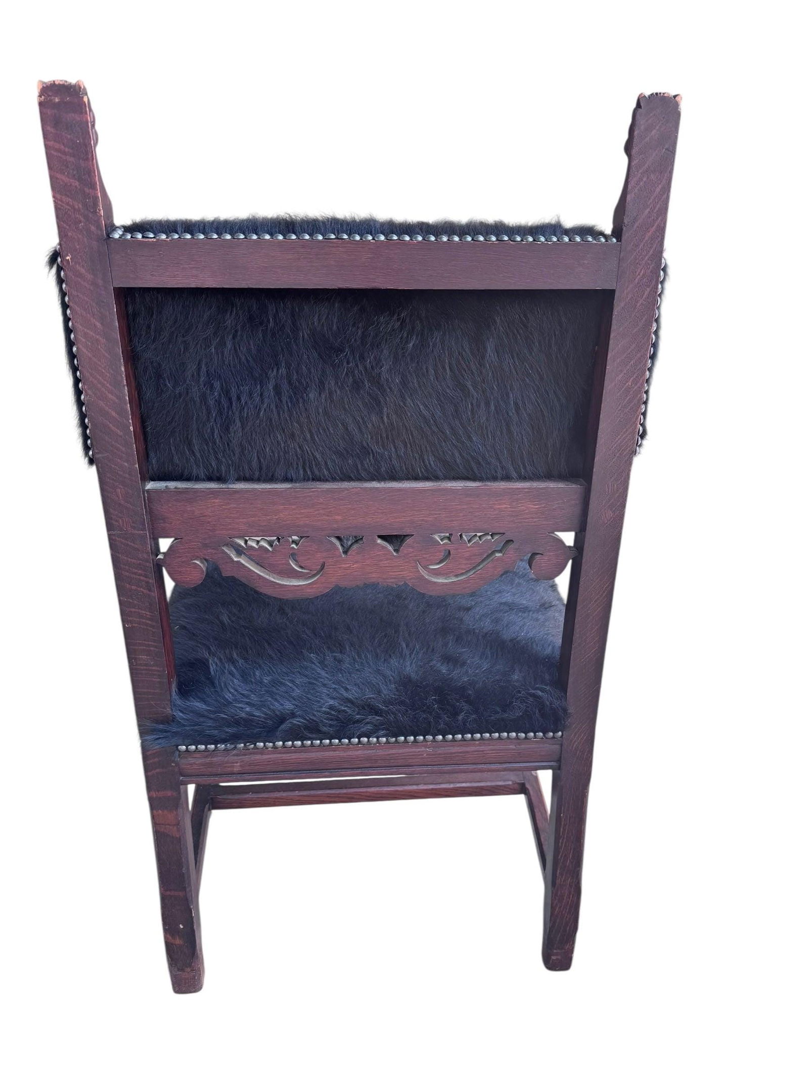 Antique French Carved Hall Chair With Lion Head Arms - 5