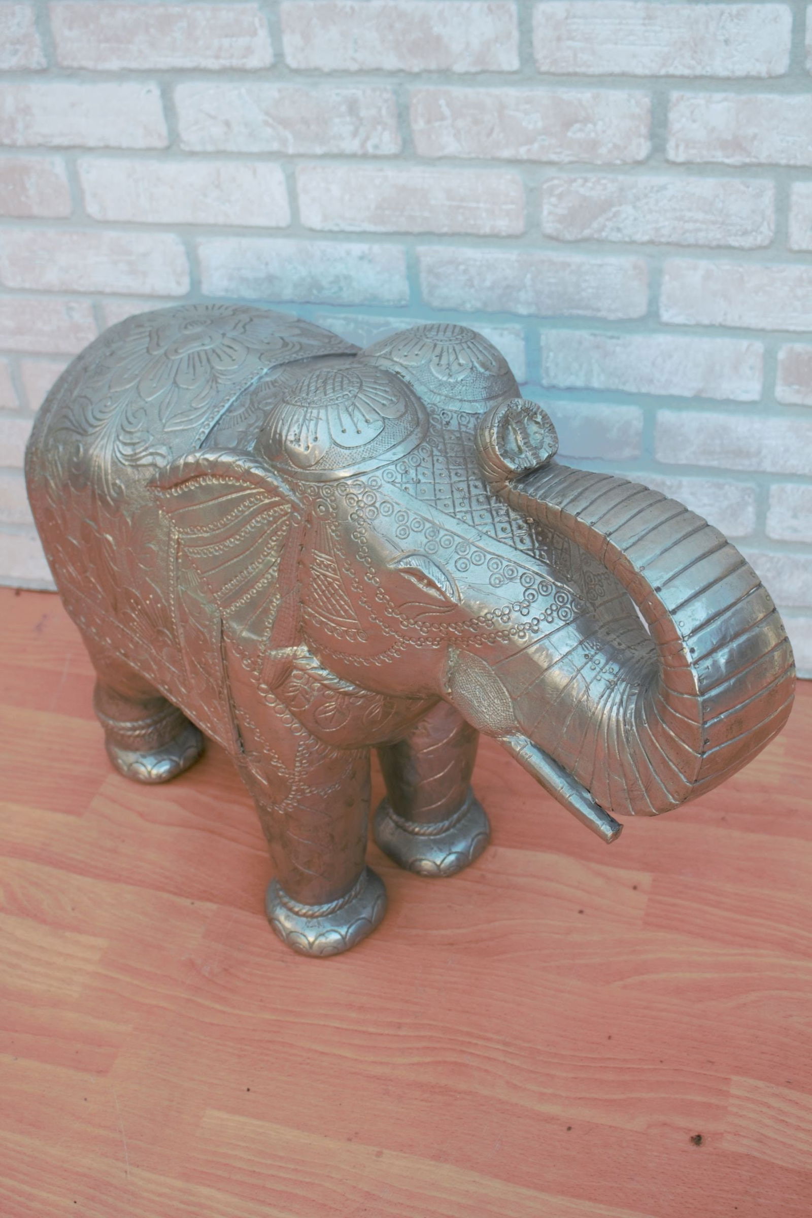 Vintage Moroccan Hammered Elephant Statue - 2