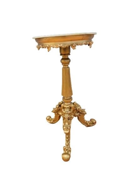 Antique Italian Marble Top Carved Ornate Giltwood Tripod Gueridon - 2
