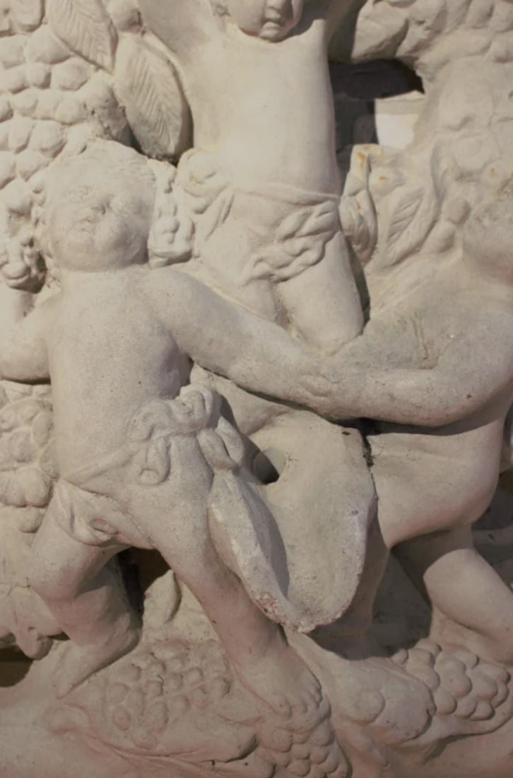 Vintage Arched Cherub Wine Harvest Wall Plaque Wall Decor Indoor Outdoor - 2