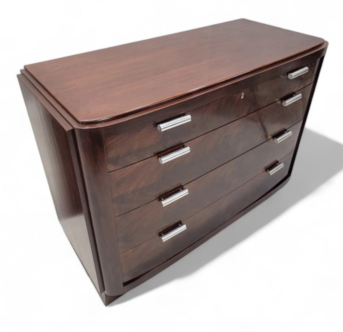 Art Deco Style Flame Mahogany Chests of Drawers by Ralph Lauren - Pair - 5