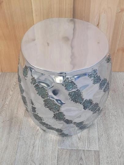 Made Goods Hammered Metal Stool Side Table - 4