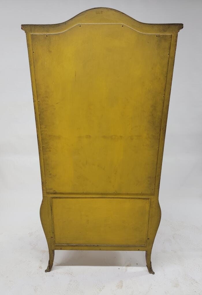 Antique French Vernis Martin Hand Painted Ormolu Mounted Bombe Display Vitrine Cabinet - 4