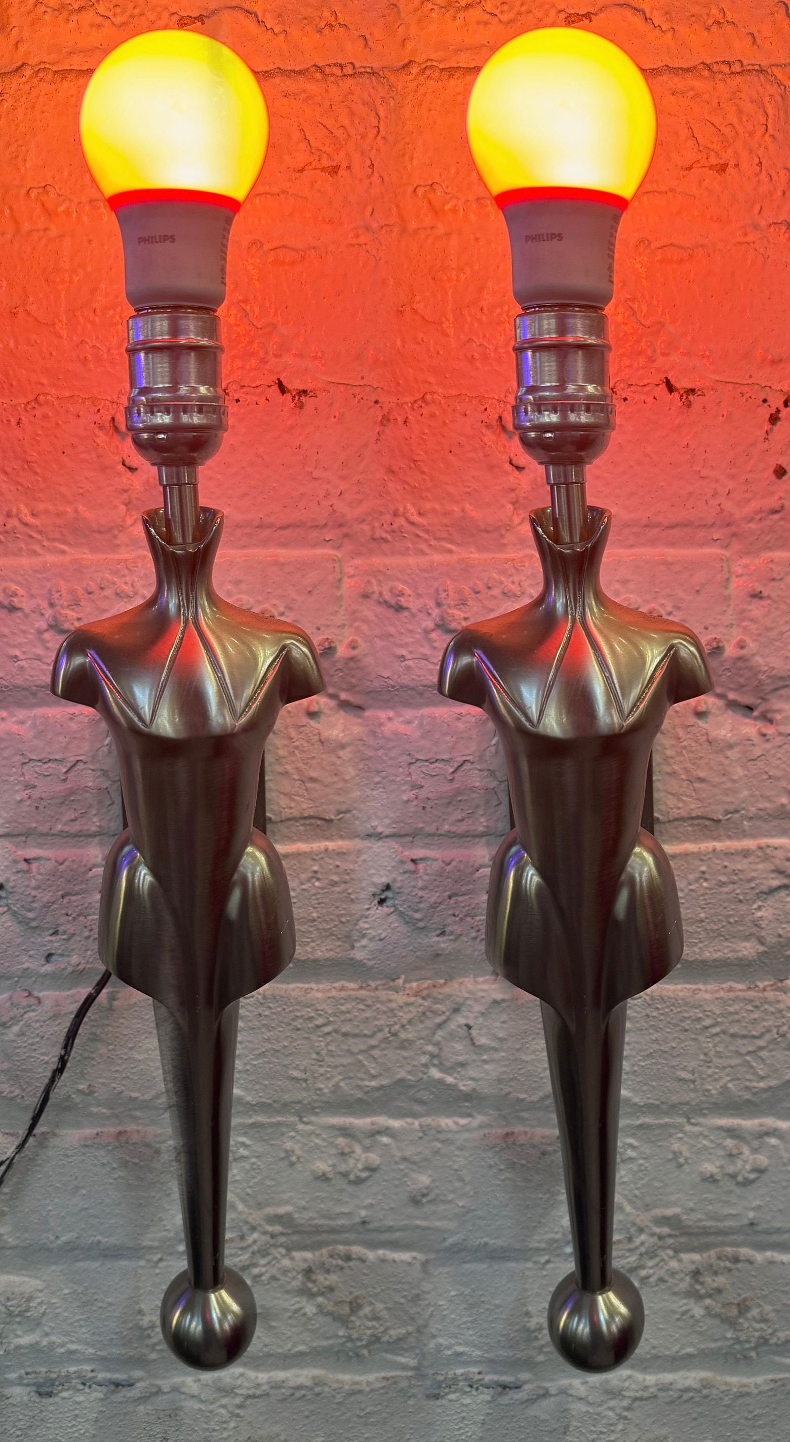Vintage Mid Century Metal Gentleman's Clothier Mannequin Torso Wall Sconced - Pair: Title: Vintage Mid Century Metal Gentleman's Clothier Mannequin Torso Wall Sconced - Pair Description: Vintage Mid Century Metal Gentleman's Clothier Mannequin Torso Wall Sconces - Pair Get creative w