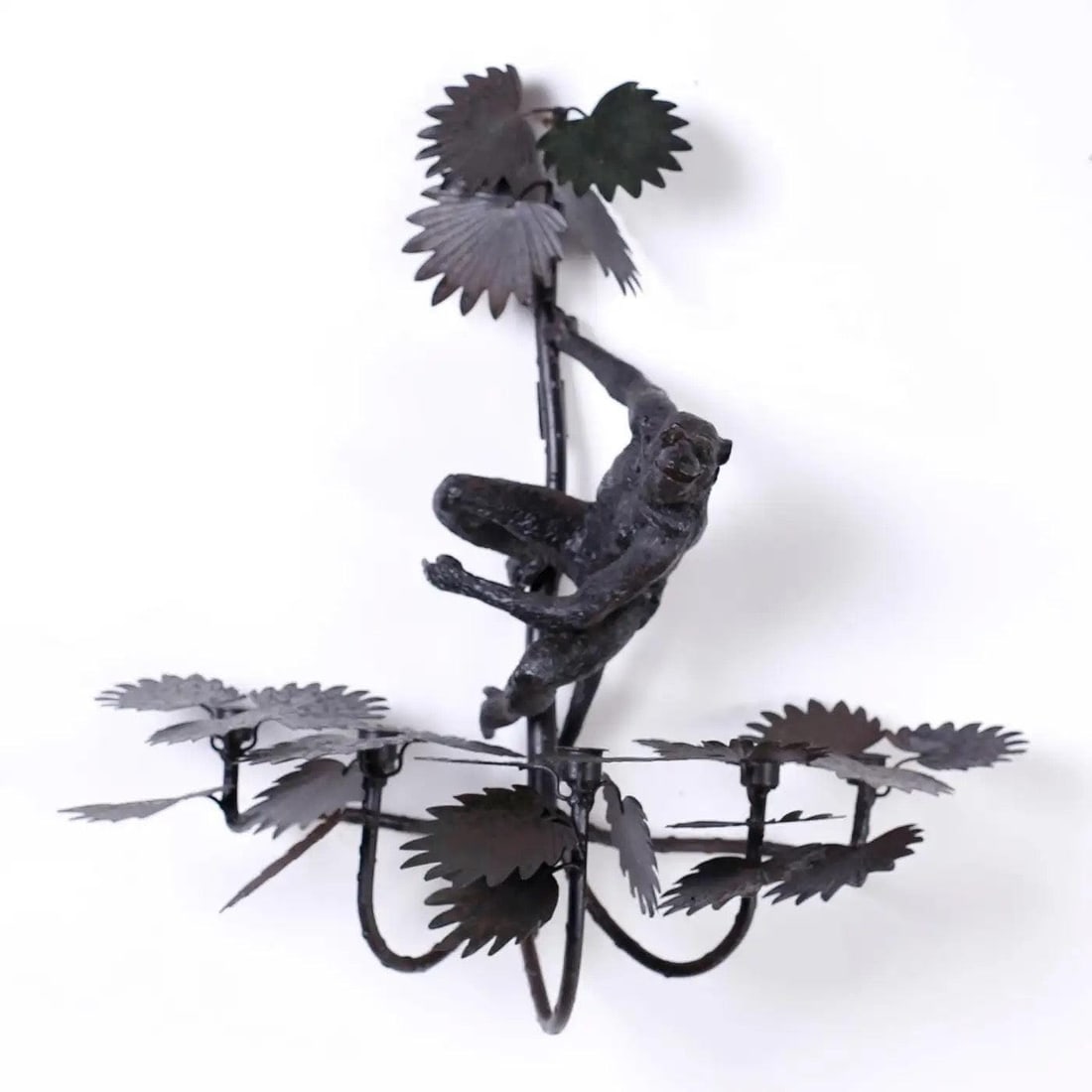 Vintage Hollywood Regency Italian Monkey Palm Wall Sconces - Pair - 3