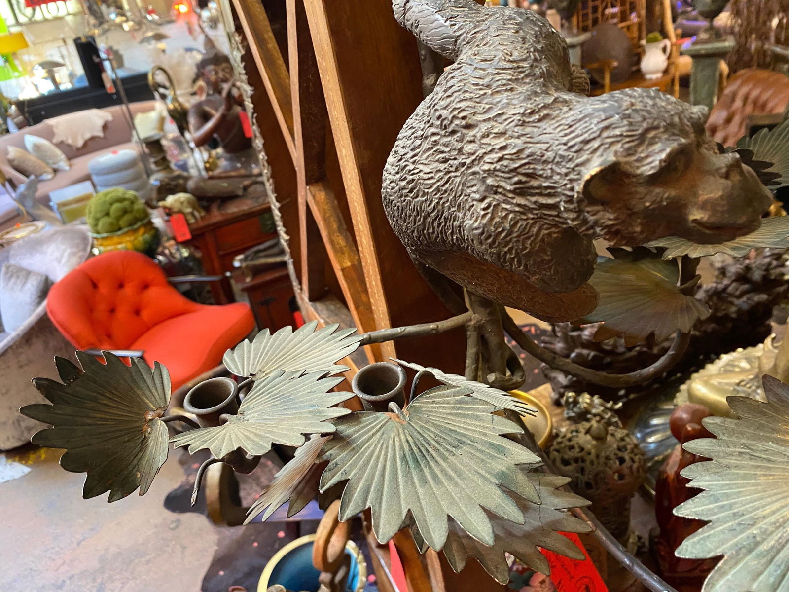 Vintage Hollywood Regency Italian Monkey Palm Wall Sconces - Pair - 7