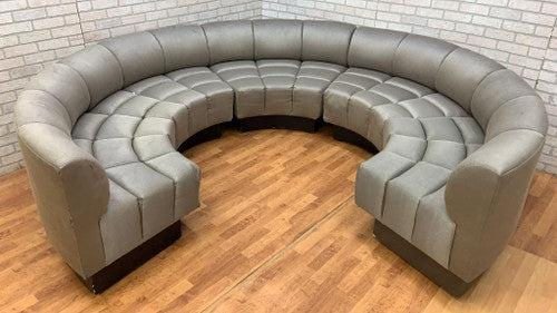 Vintage Channel Back Modular Wedge Circular Sectional Lounge Sofa - Set of 5 - 2
