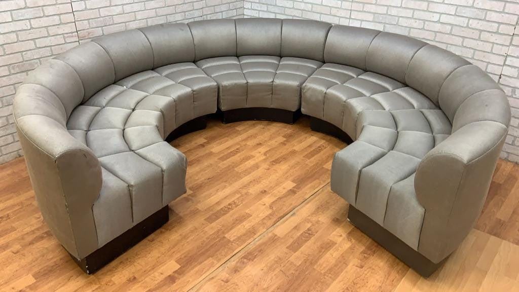 Vintage Channel Back Modular Wedge Circular Sectional Lounge Sofa - Set of 5 - 3