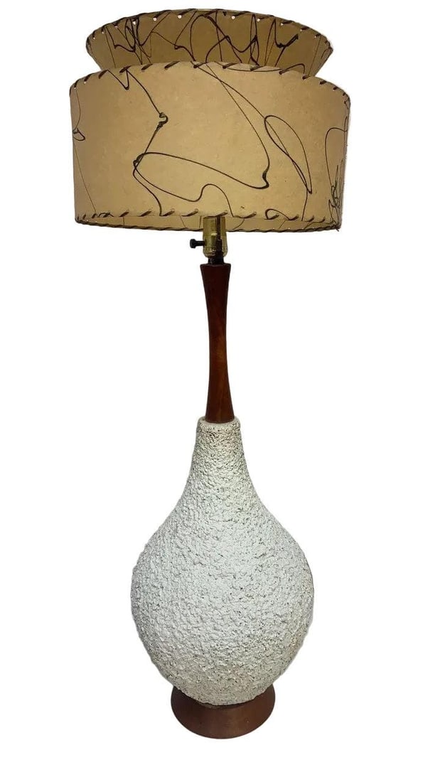 MCM Teak Popcorn Table Lamps - Pair - 2