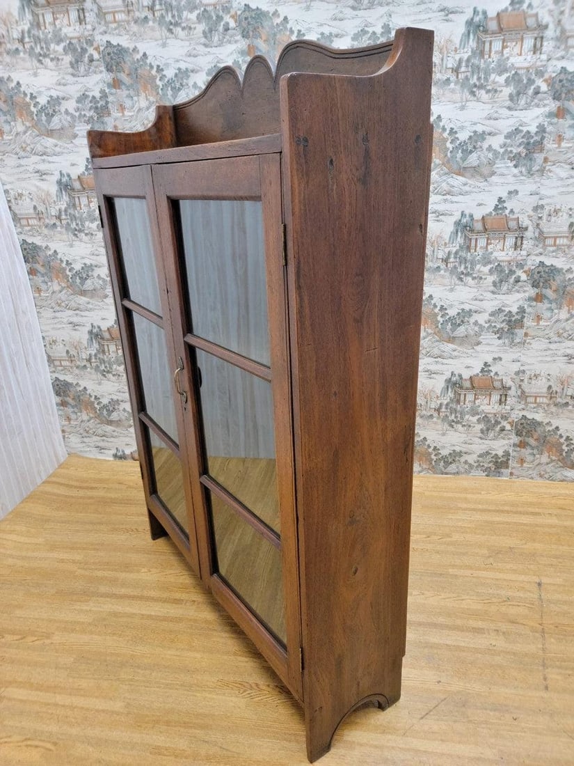 Vintage Thai British Colonial Teak and Glass Display Cabinet - 7