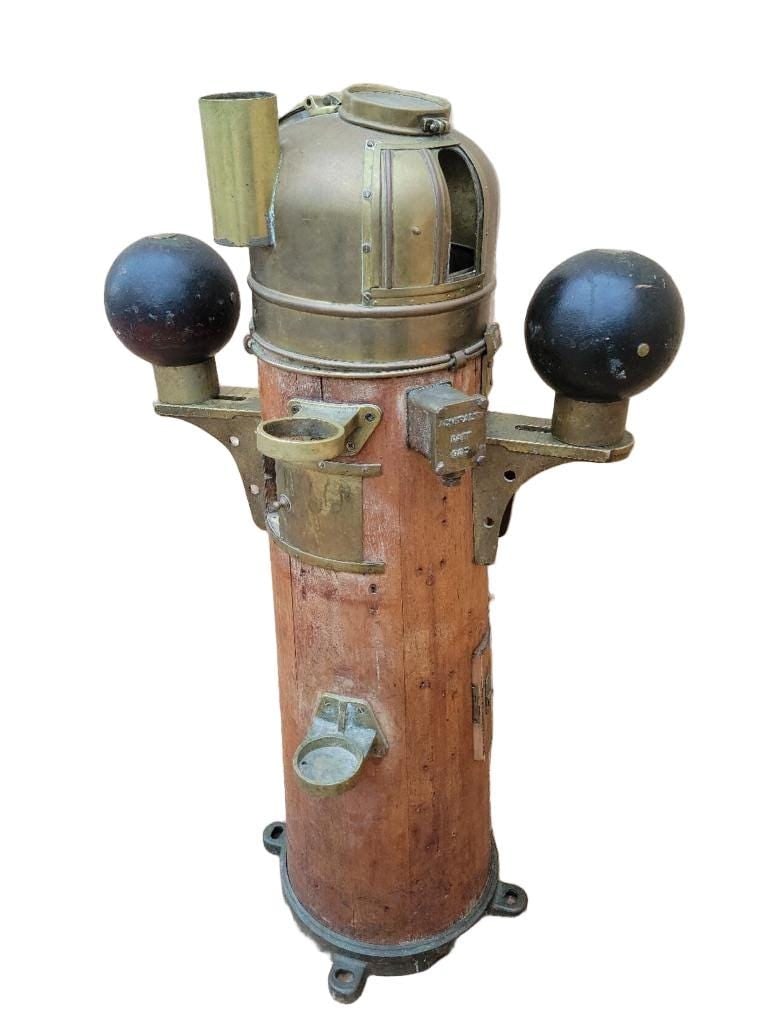 Antique Davies & Co Shopfitters Patt. 196 Yacht Binnacle and Compass - 4