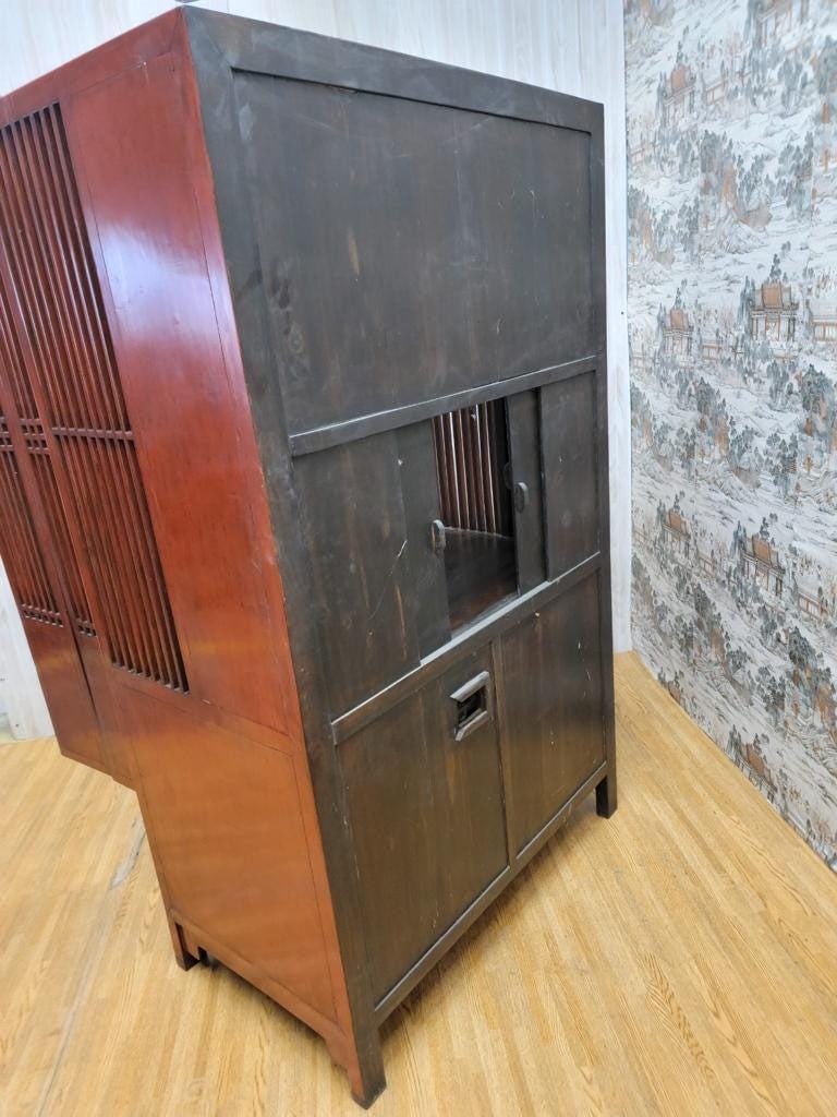 Antique Shanxi Province Red Lacquered Elm Storage Cabinet - 4