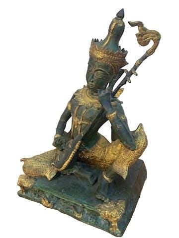 Antique Thai Prince Musician Bronze Statue - 3