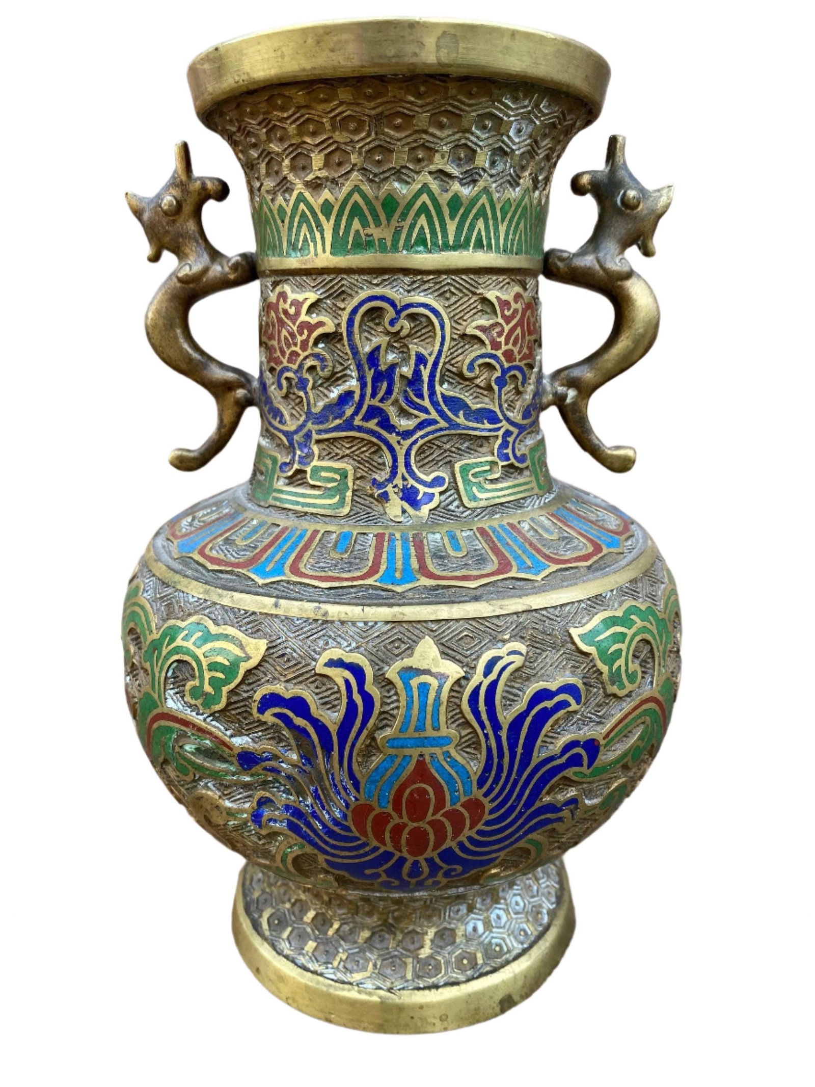 Antique Japanese Bronze Cloisonné/Champleve Vase (1 of 7)