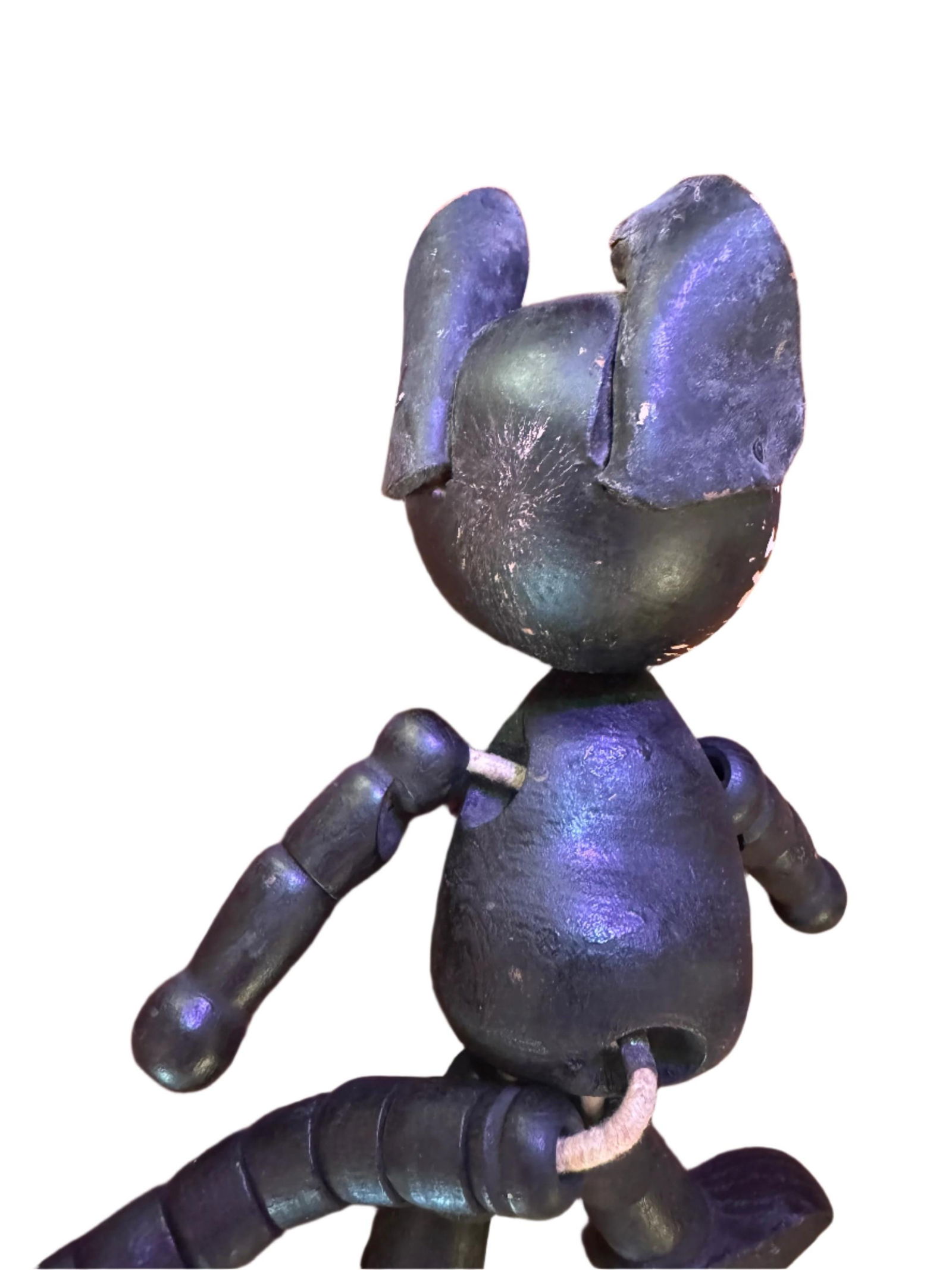 Antique Felix The Cat Wooden and Leather Toy - 5