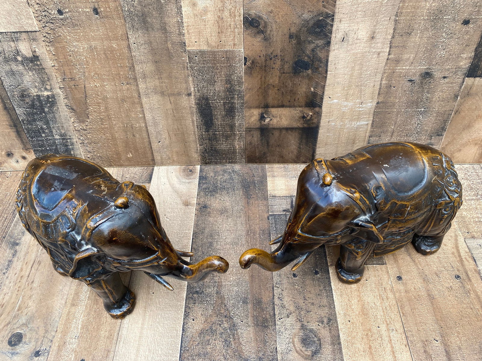 Antique Ornate Bronze Elephants - Pair - 5