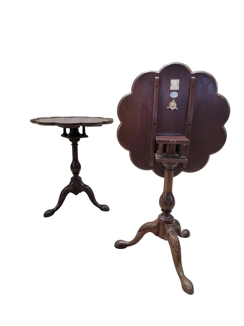 Vintage Chippendale Tilt Top Table by Baker Furniture - Pair (1 of 8)
