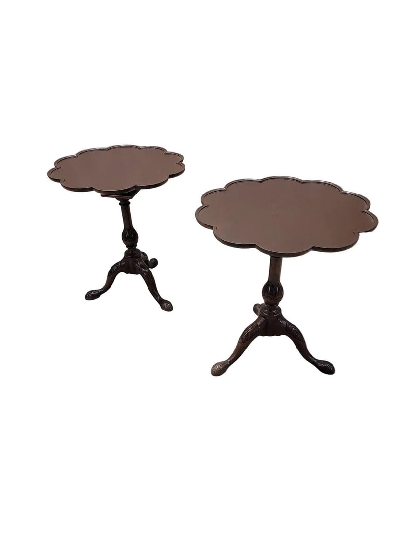 Vintage Chippendale Tilt Top Table by Baker Furniture - Pair - 6