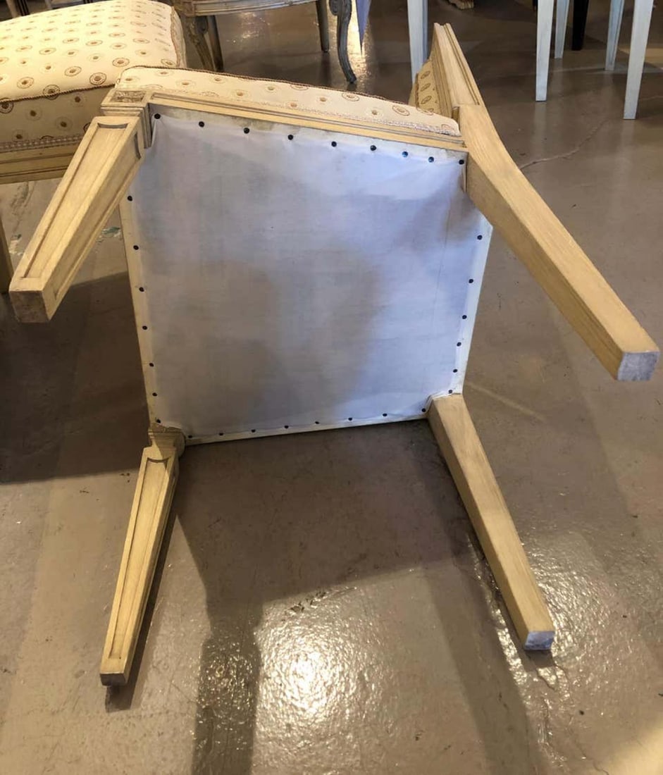 Set of Ten Jansen Style Paint Decorated & Gilt Louis XVI Style Dining Chairs - 13