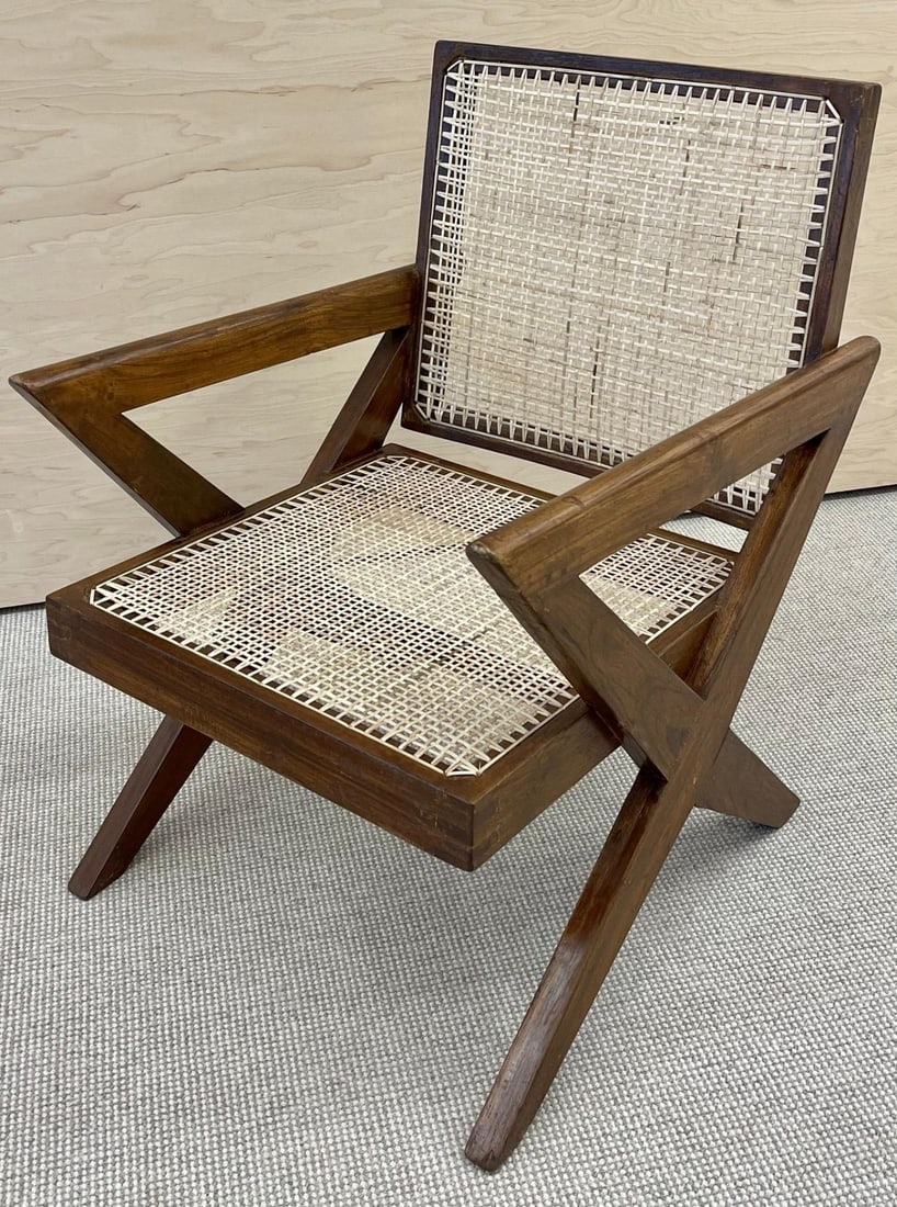 Pair of Pierre Jeanneret 'X', Armchair, Mid Century Modern, Teak, Cane, 1950s - 10
