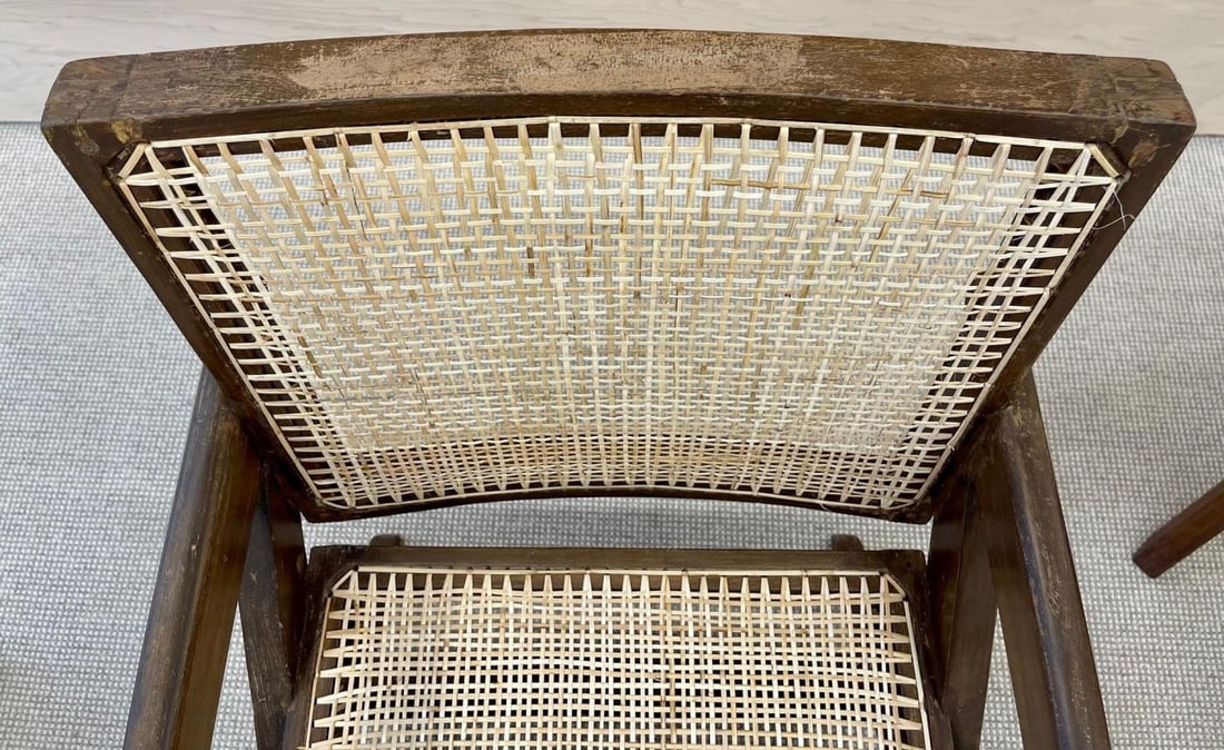 Pair of Pierre Jeanneret 'X', Armchair, Mid Century Modern, Teak, Cane, 1950s - 8