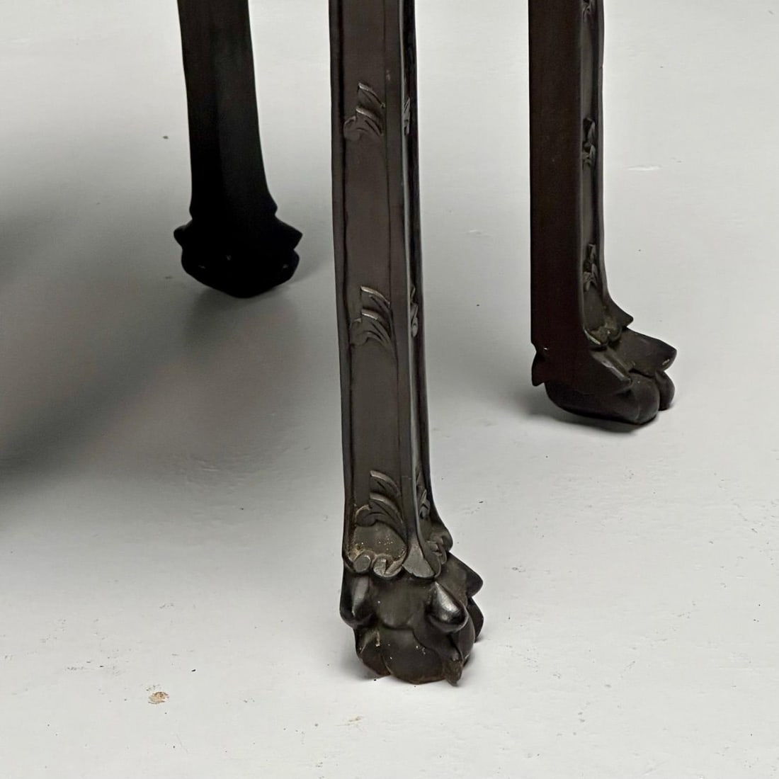 Chinese Heavily Carved, Occasional Tables or Pedestals, Teak, Marble, 1920s - 13