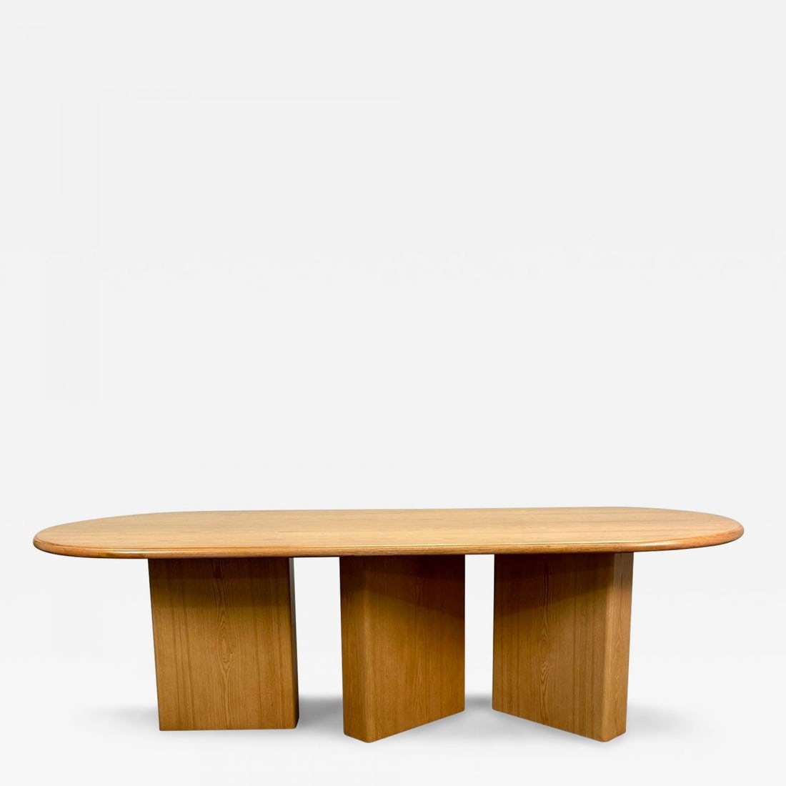 Organic Modern, Solid Oak, Handcrafted Pedestal Oval Dining Table, 21st C. - 2