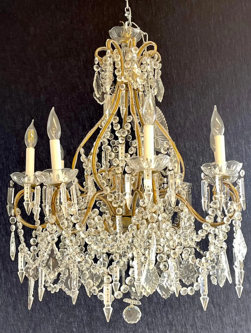 James Moder Crystal Venetian Style Chandelier. - 6