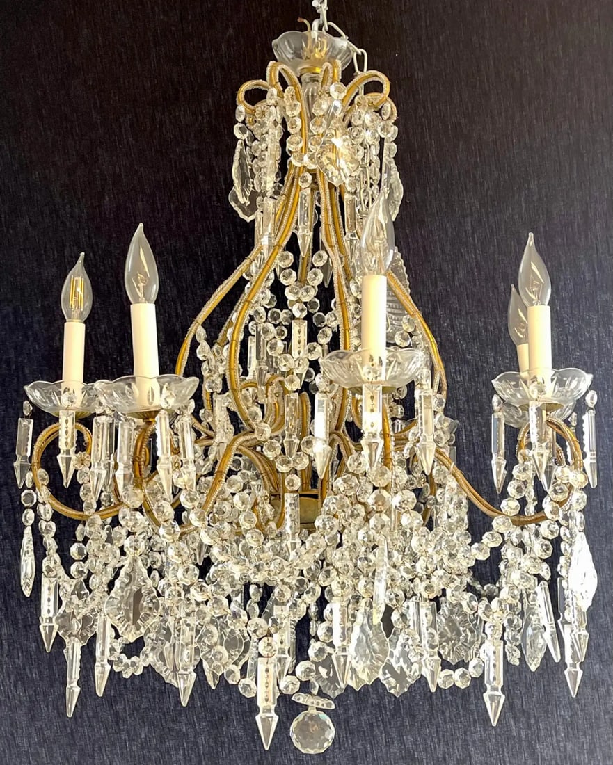 James Moder Crystal Venetian Style Chandelier. - 7