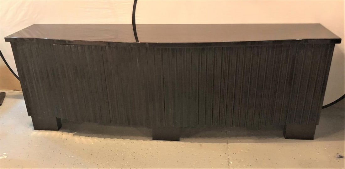 Palatial Pace Collection Wavy Front Mahogany Lacquered Credenza or Sideboard - 11