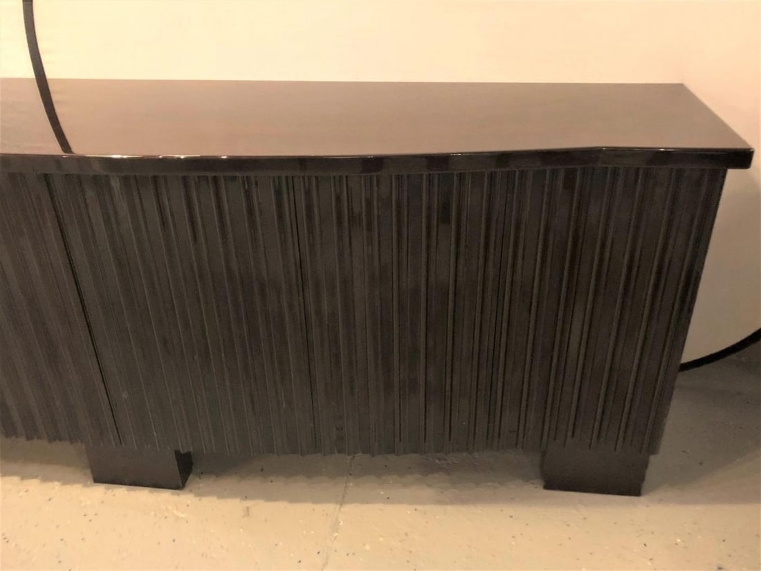 Palatial Pace Collection Wavy Front Mahogany Lacquered Credenza or Sideboard - 12