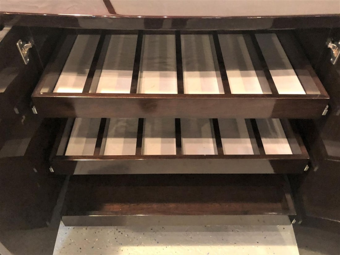 Palatial Pace Collection Wavy Front Mahogany Lacquered Credenza or Sideboard - 6