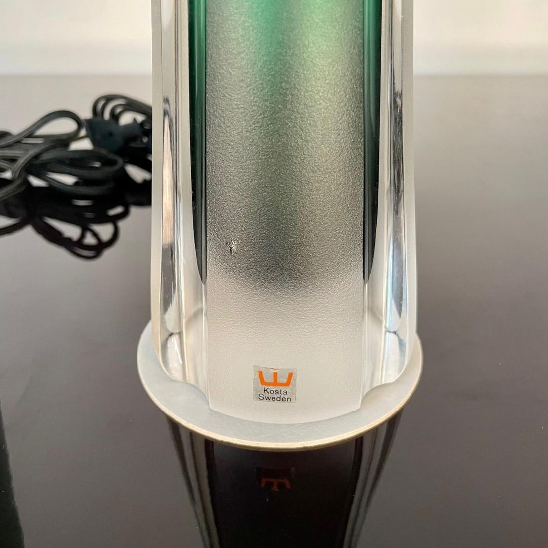 Pair of Swedish Mid-Century Modern Jade Green Kosta Lamps, Perfume Bottle Shape - 13