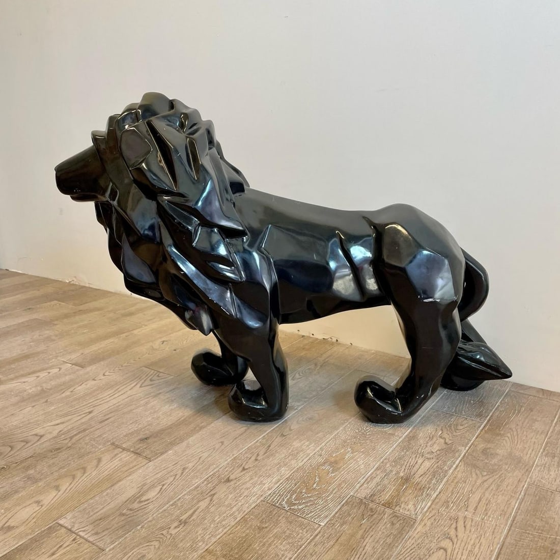 Contemporary Fiberglass Lion Sculpture, Ebony, Custom Quality - 10