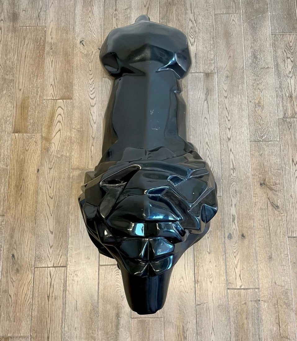 Contemporary Fiberglass Lion Sculpture, Ebony, Custom Quality - 11