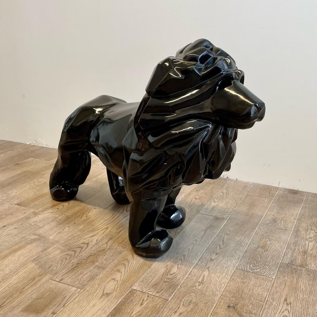 Contemporary Fiberglass Lion Sculpture, Ebony, Custom Quality - 12