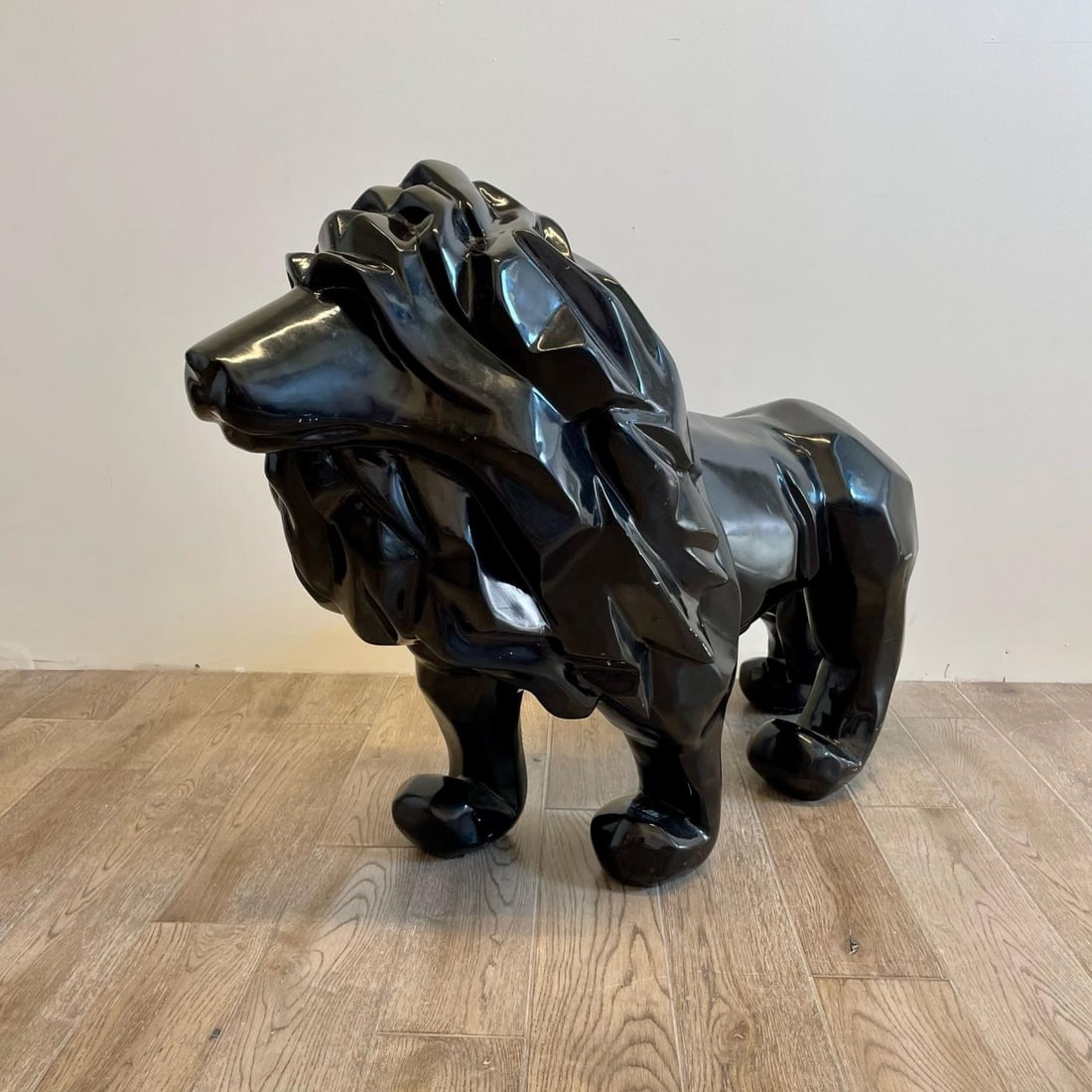Contemporary Fiberglass Lion Sculpture, Ebony, Custom Quality - 6