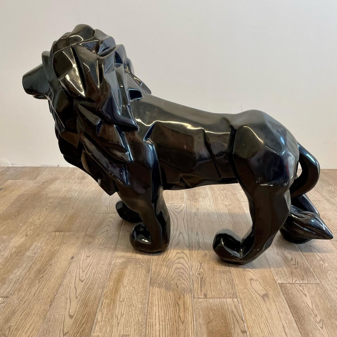 Contemporary Fiberglass Lion Sculpture, Ebony, Custom Quality - 8