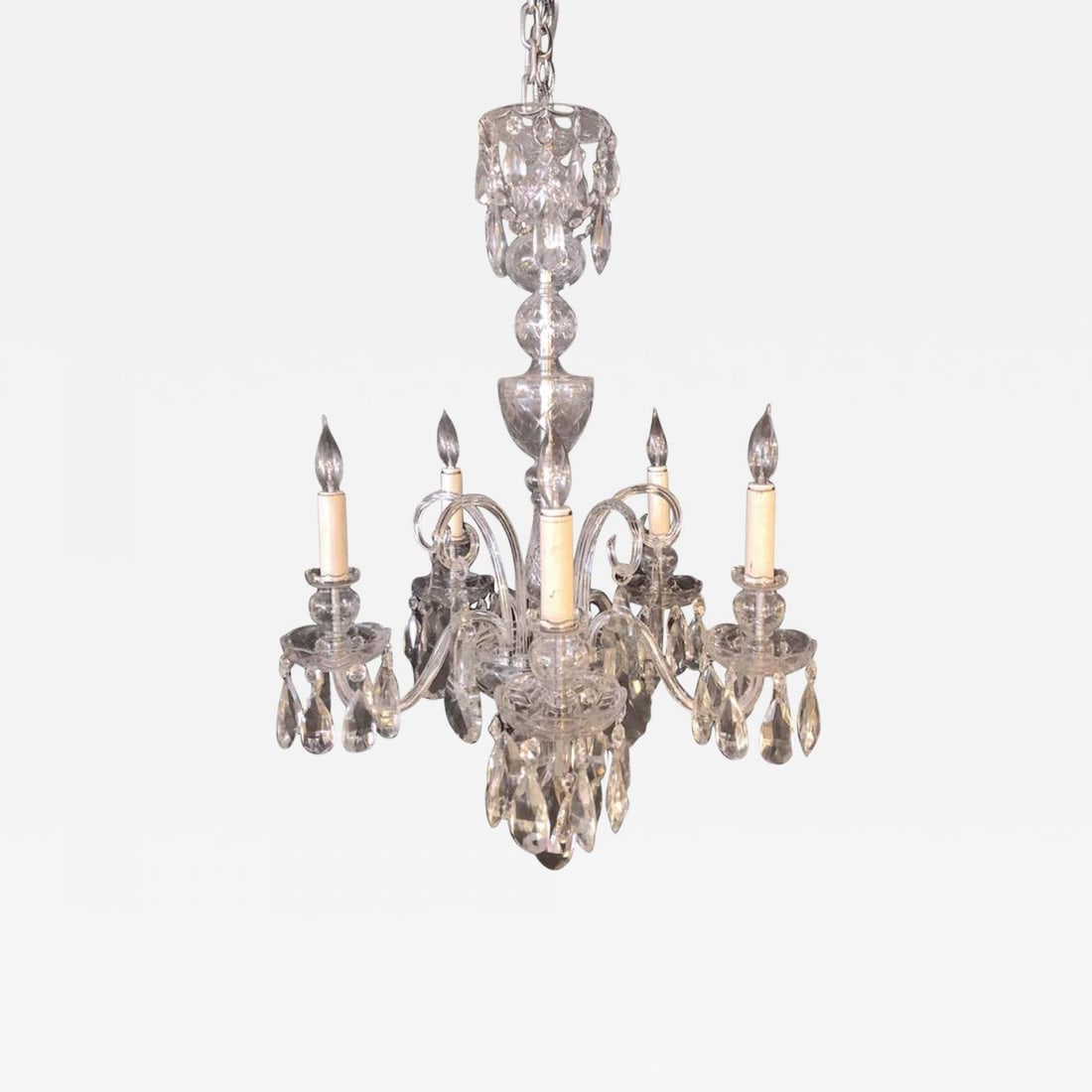 Fine Cut Crystal Georgian Chandelier with Large Pendants - 2