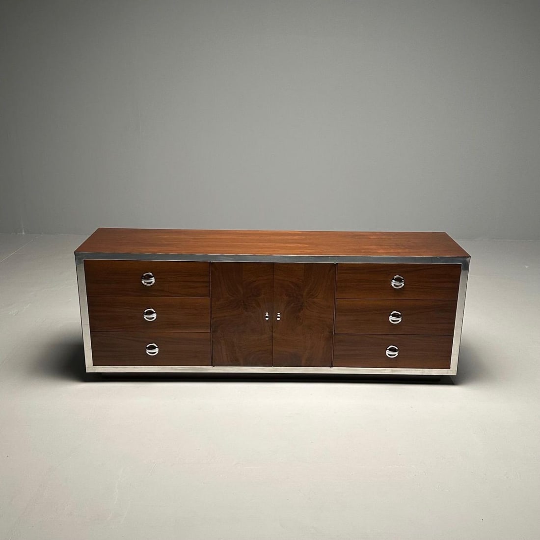 Mid-Century Modern Dresser / Sideboard by Milo Baughman, Chrome, Walnut - 3