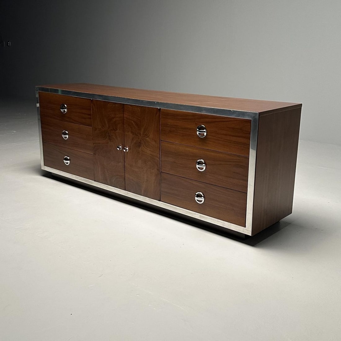 Mid-Century Modern Dresser / Sideboard by Milo Baughman, Chrome, Walnut - 4