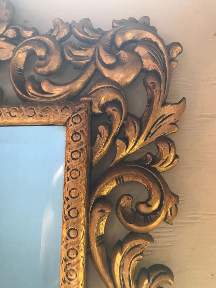 19th Century Carved Giltwood Beveled Wall Mirror Finely Carved Rococo Style - 11