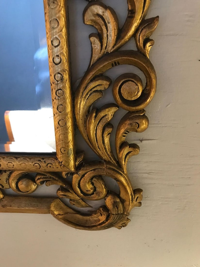 19th Century Carved Giltwood Beveled Wall Mirror Finely Carved Rococo Style - 12