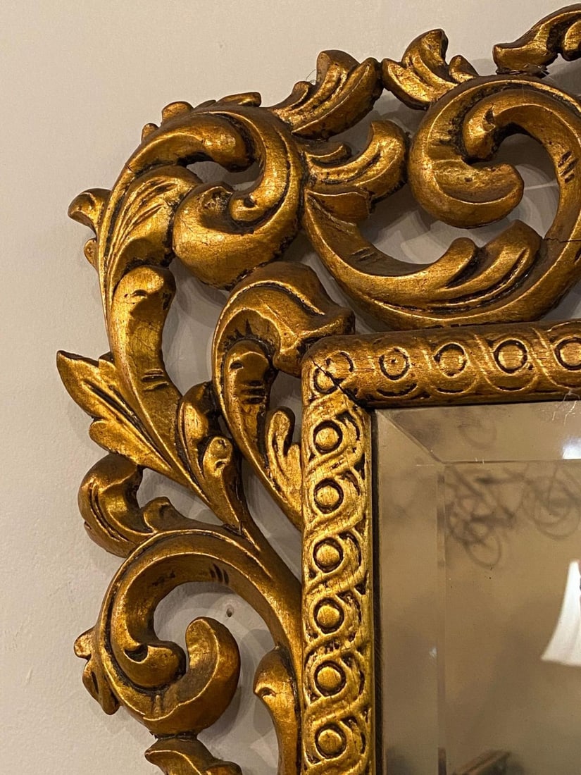 19th Century Carved Giltwood Beveled Wall Mirror Finely Carved Rococo Style - 7