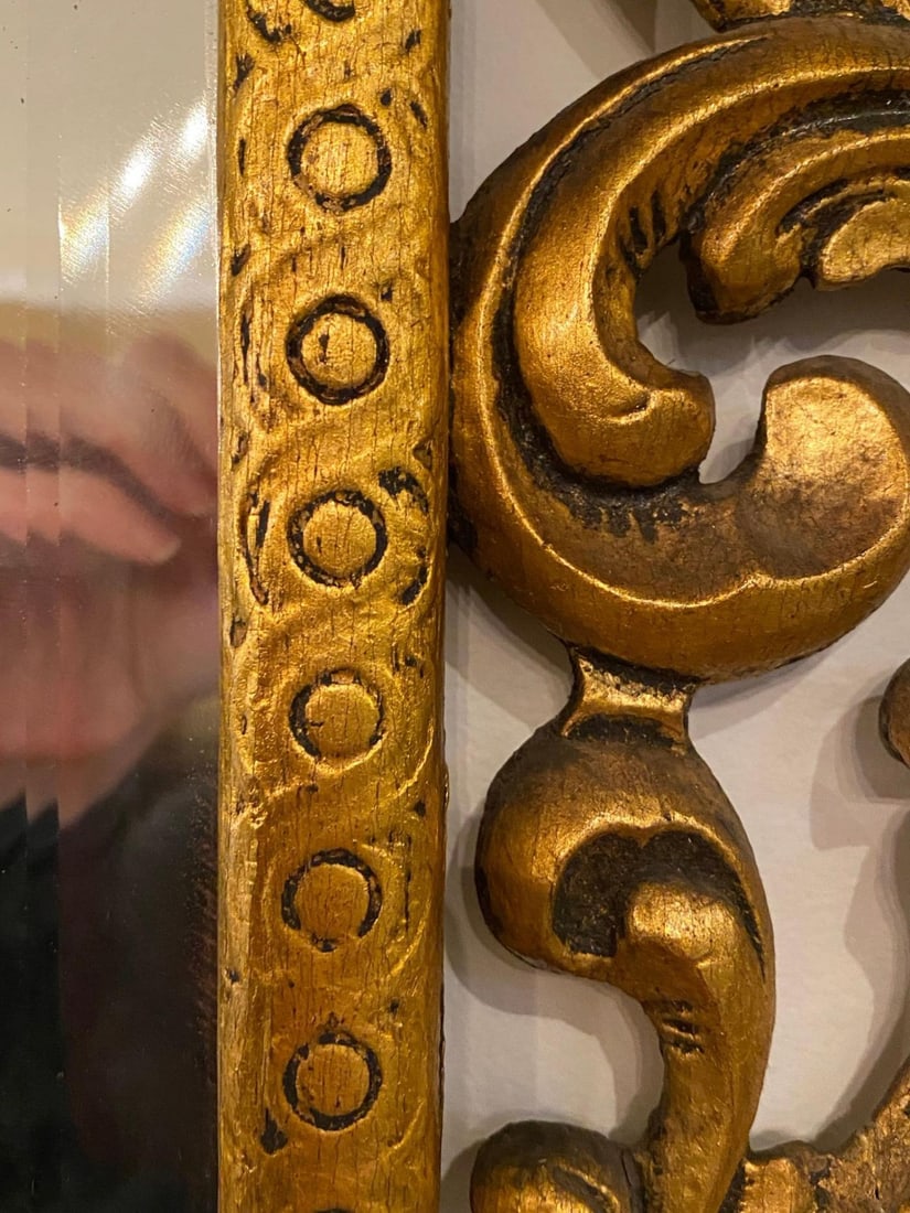 19th Century Carved Giltwood Beveled Wall Mirror Finely Carved Rococo Style - 9