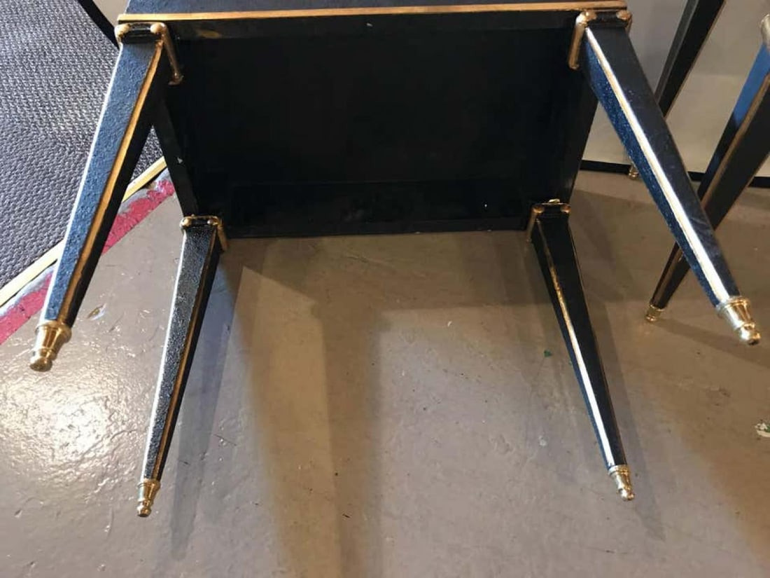 Pair of Maison Jansen Style End Table in Leather Top and Bronze-Mounted Legs - 9