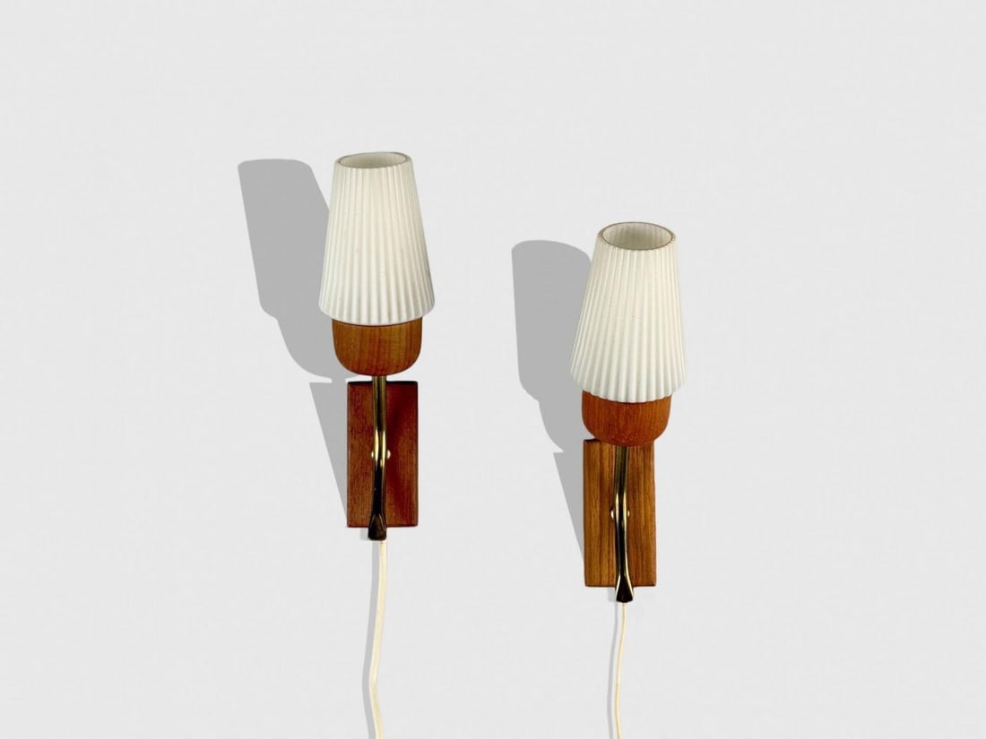 Swedish Modern, Teak, Brass, Glass, Wall Lights, Sweden, 1960s - 4