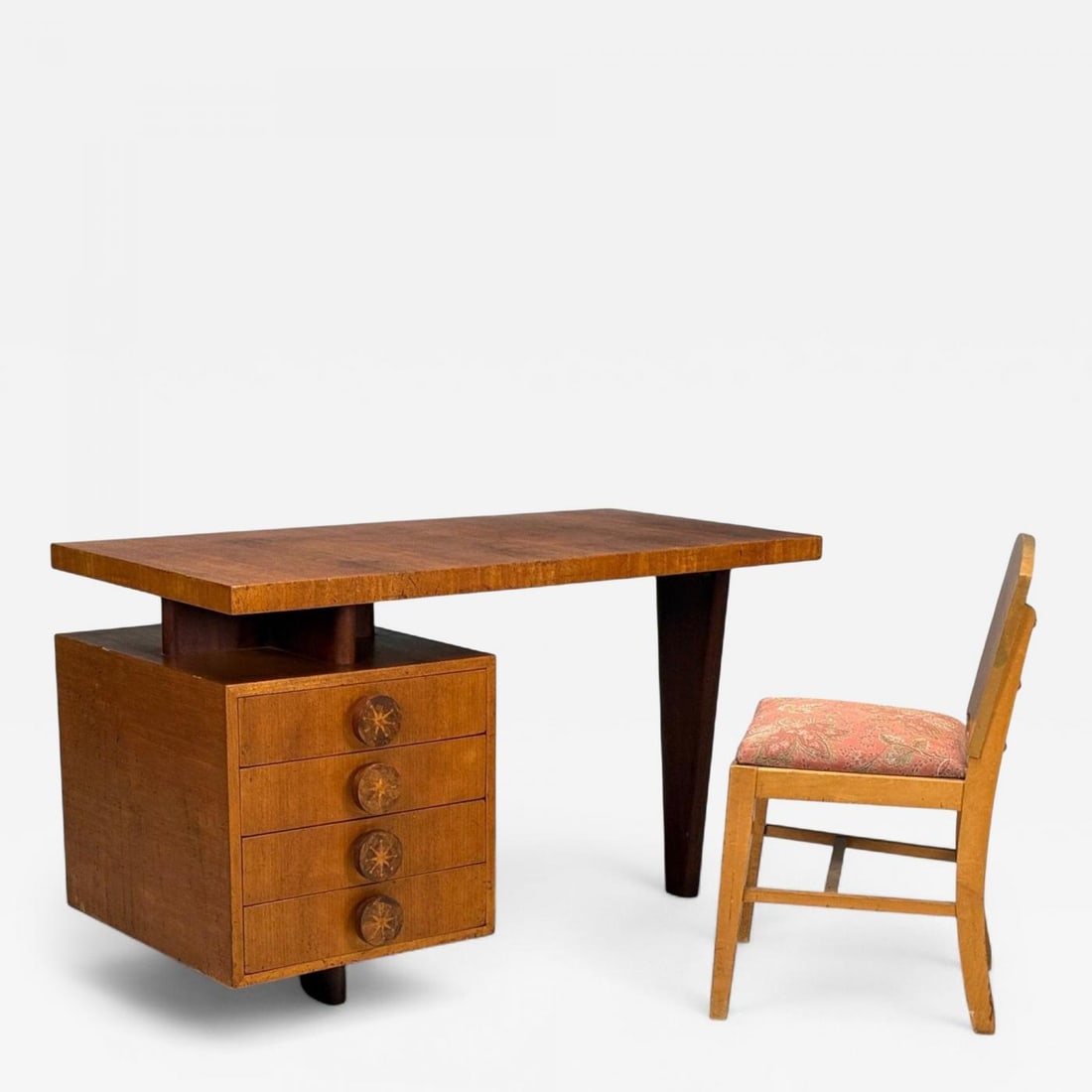 Andrew Szoeke, Satinwood, Oak, Writing Desk and Chair, USA, 1950s (1 of 13)