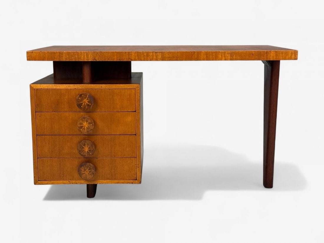 Andrew Szoeke, Satinwood, Oak, Writing Desk and Chair, USA, 1950s - 7